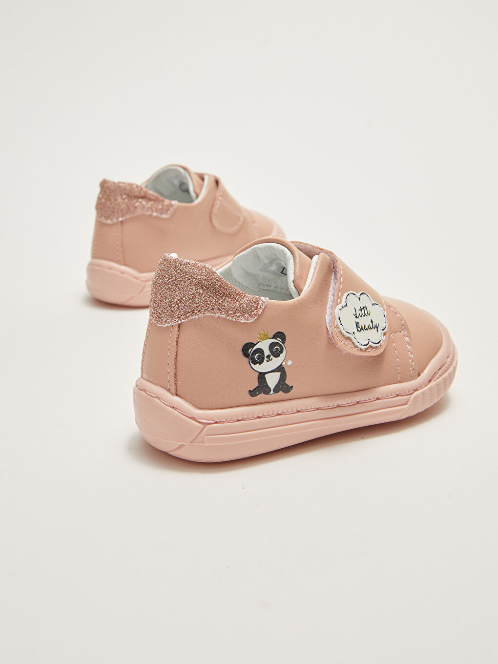 Pembe Deri Görünümlü Cırt Cırtlı Yürüme Öncesi Kız Bebek Ayakkabı-4