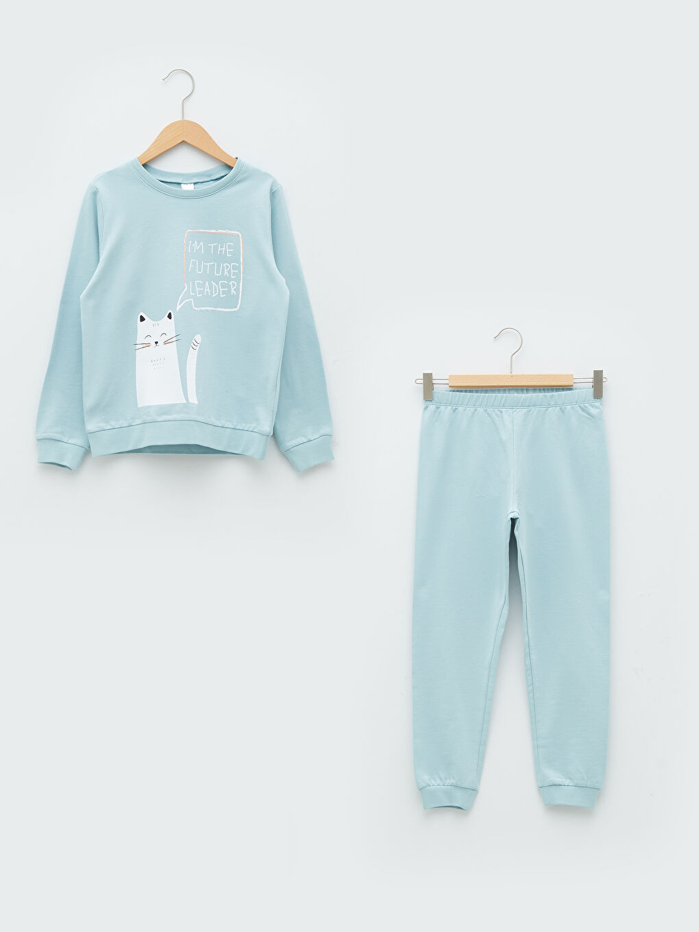 LCW Kids Crew Neck Printed Long Sleeve Girls' Pyjama Set -W1JA64Z4-G0S