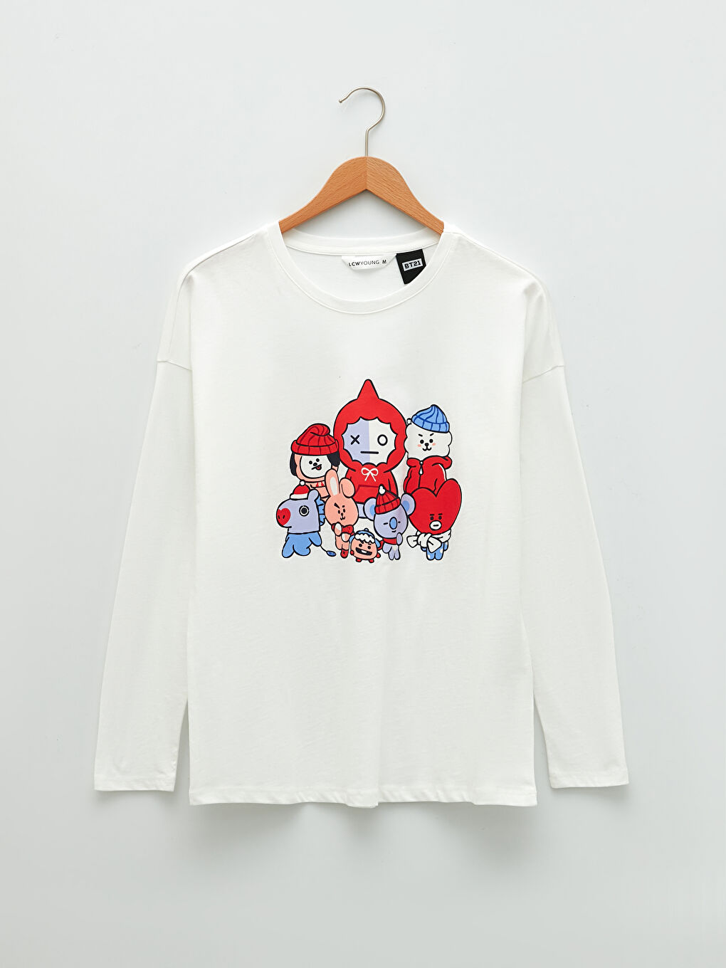 Gri Bisiklet Yaka Baskılı Uzun Kollu Kadın Pijama Takımı-6