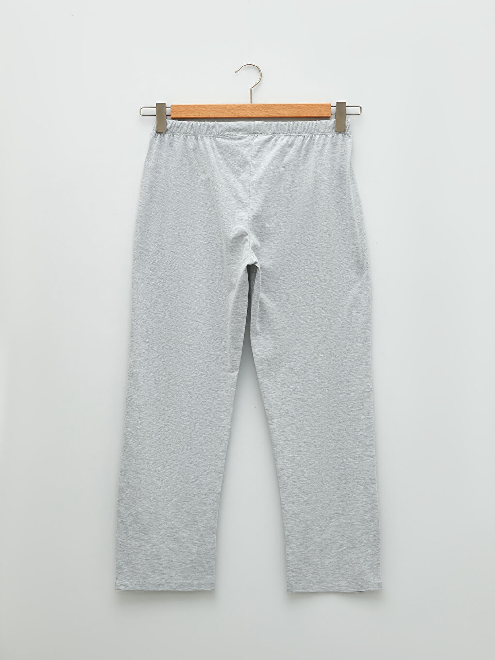 Gri Bisiklet Yaka Baskılı Uzun Kollu Kadın Pijama Takımı-9