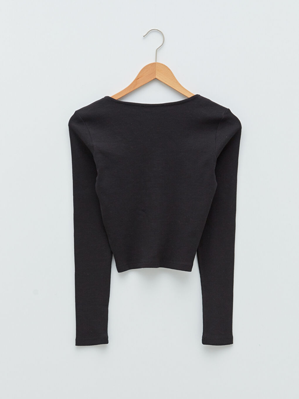 Bluză Crop pentru Femei cu Mânecă Lungă și Detalii Încrețite la Decolteu în V-6