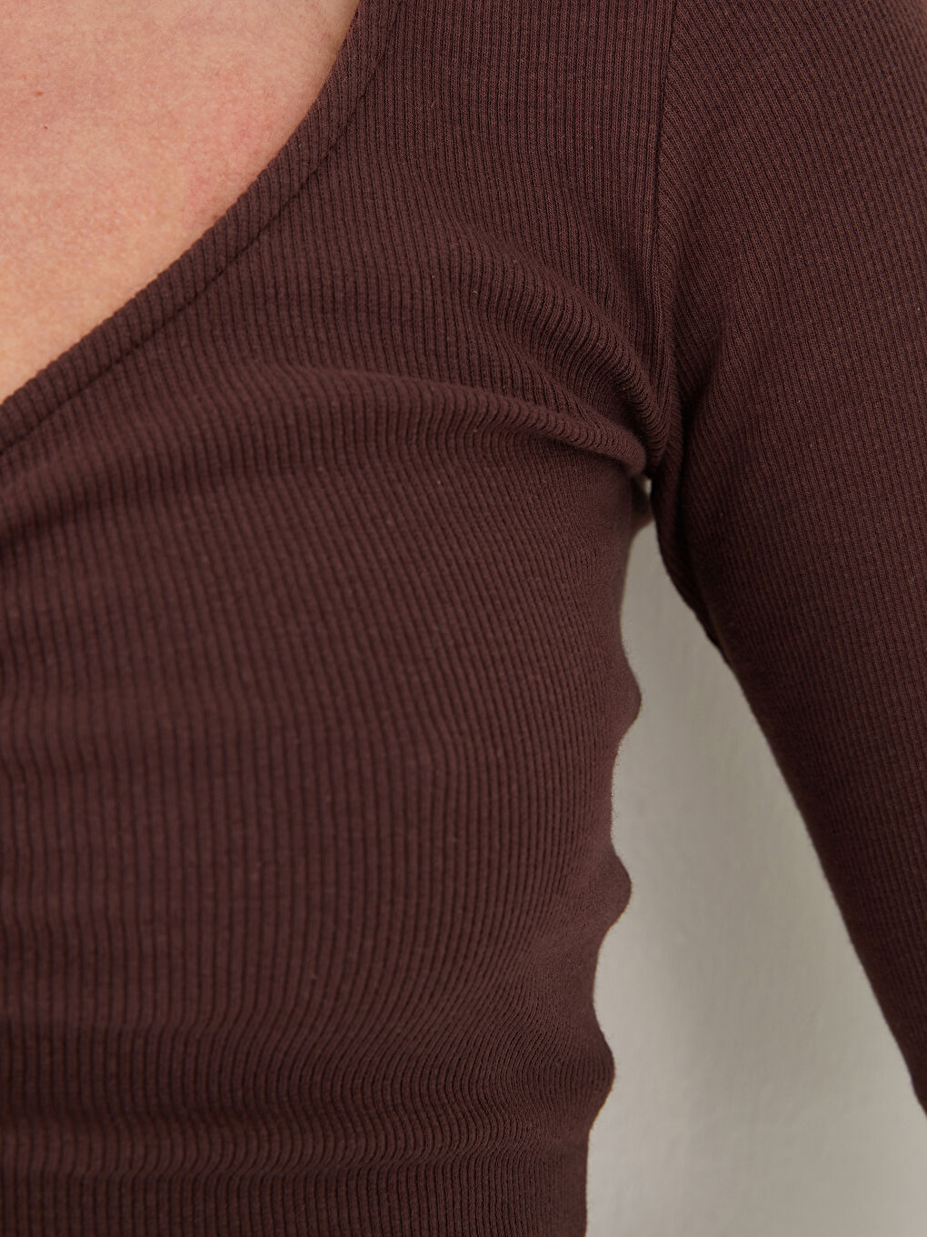 XSIDE V Neck Shirr Detailed Long Sleeve Crop Women's Blouse -W1JB34Z8-RWU