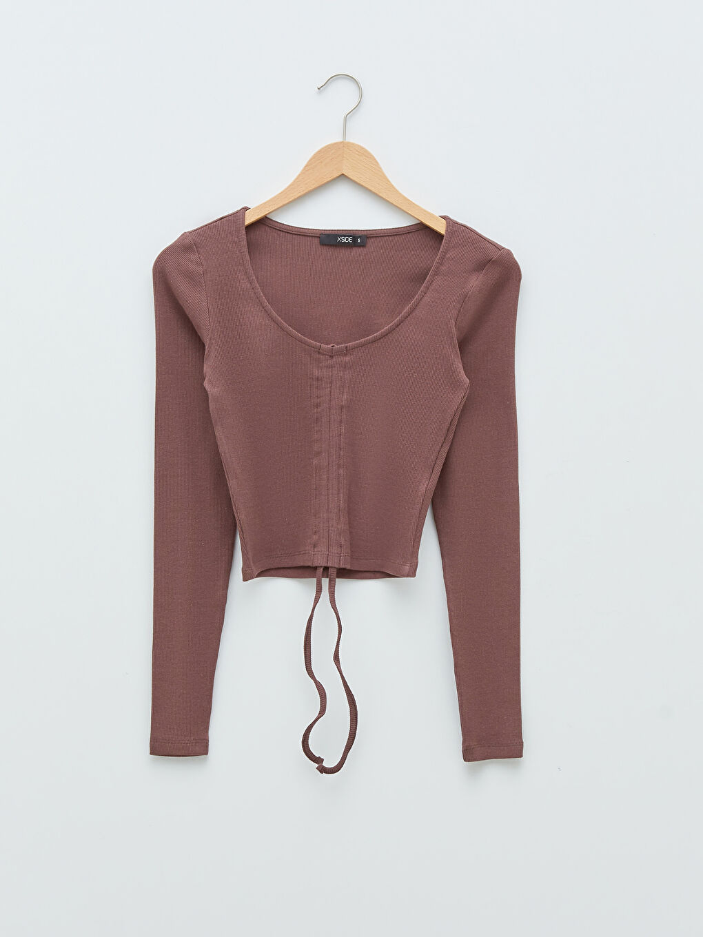 XSIDE V Neck Shirr Detailed Long Sleeve Crop Women's Blouse -W1JB34Z8-RWU