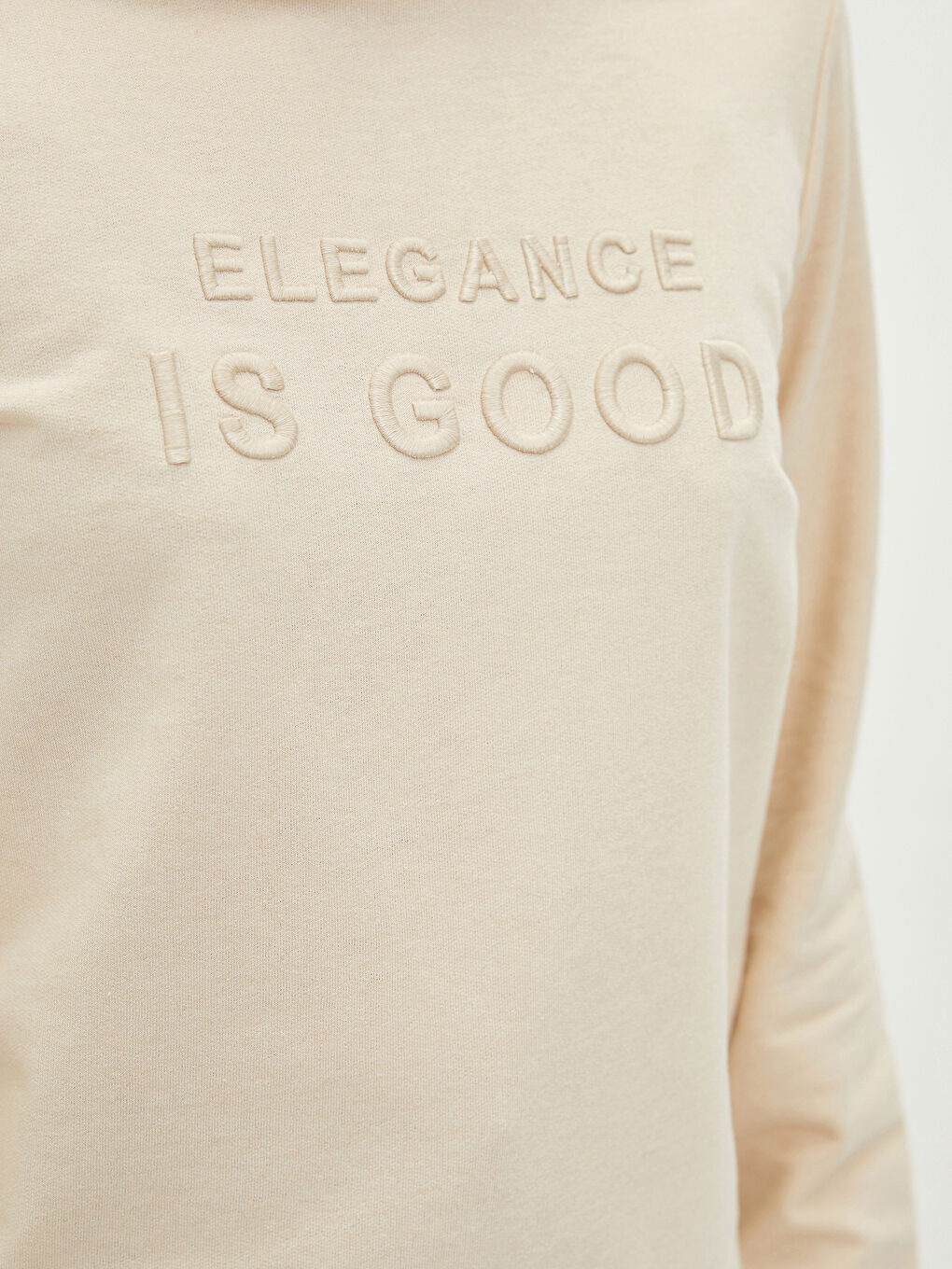 Stand Up Collar Embroidered Long Sleeve Women's Sweatshirt-3