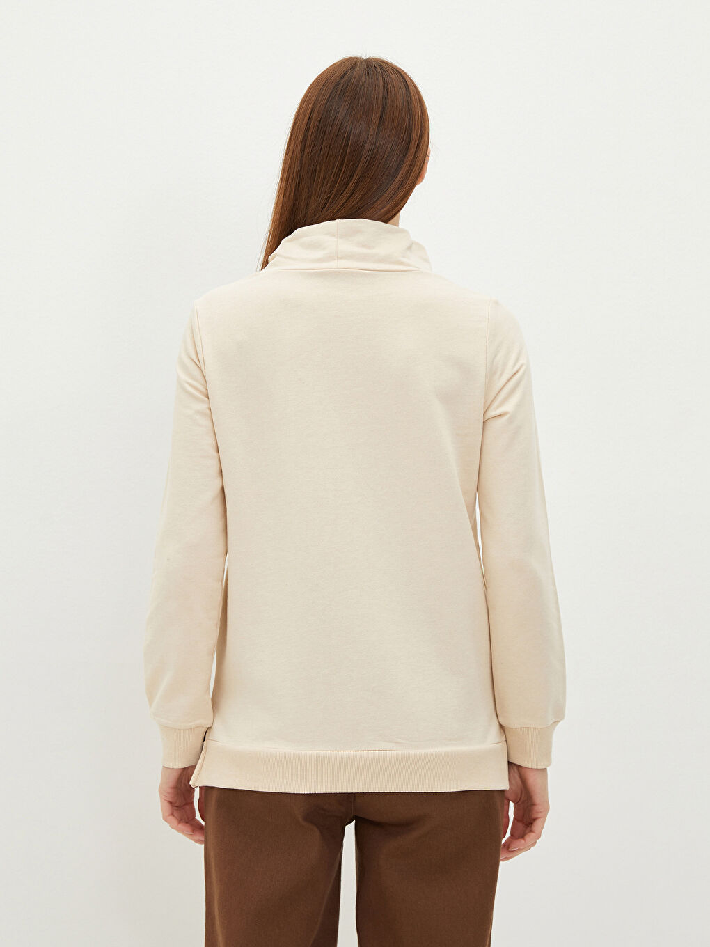 Stand Up Collar Embroidered Long Sleeve Women's Sweatshirt-5