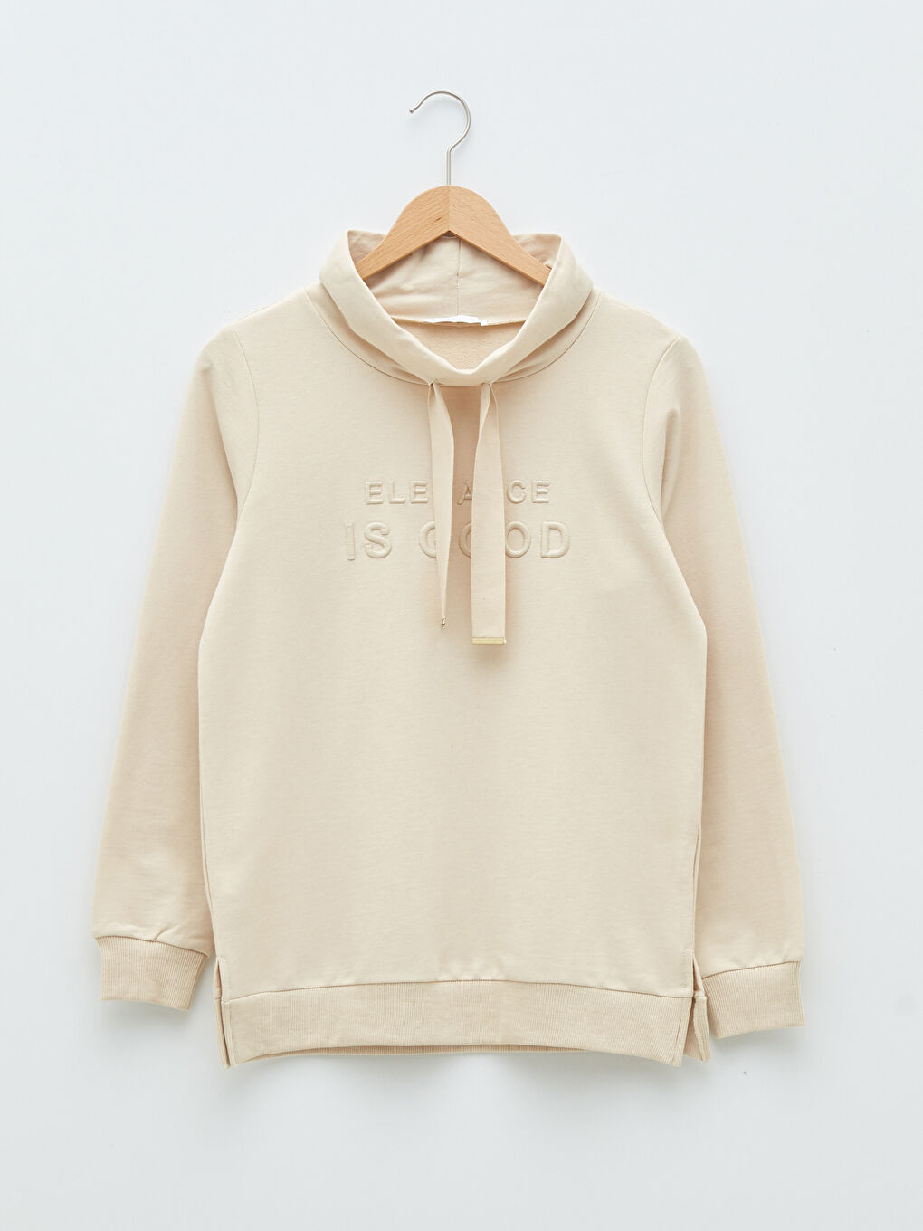 Stand Up Collar Embroidered Long Sleeve Women's Sweatshirt-6