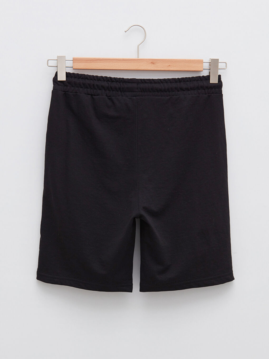 Siyah Slim Fit Beli Bağlama Detaylı Erkek Şort-6