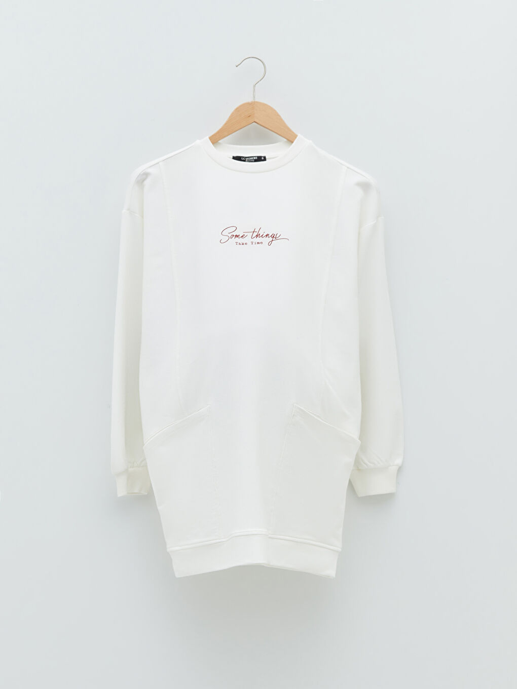 Crew Neck Printed Long Sleeve Maternity Sweatshirt Tunic-5