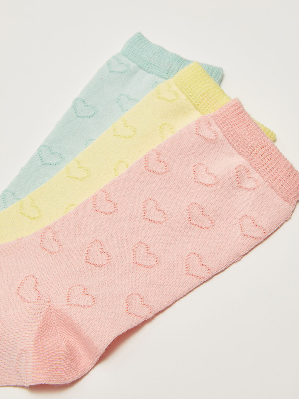 Pembe Kendinden Desenli Kız Çocuk Soket Çorap 3'lü-2