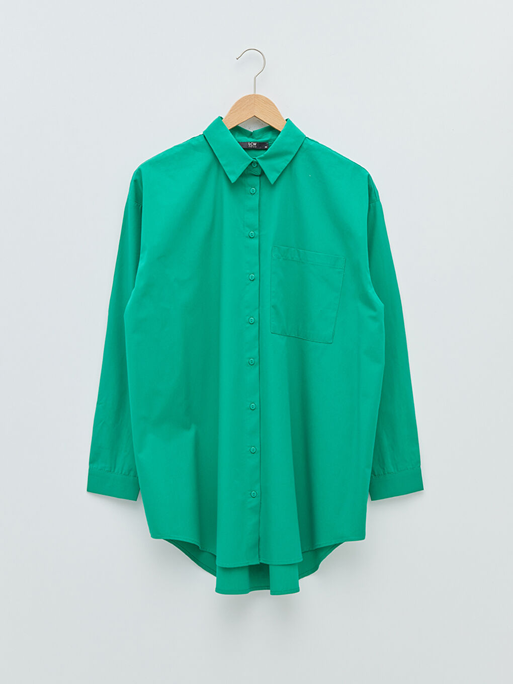 Front Button Closure Pocket Detailed Long Sleeve Poplin Women's Shirt-5