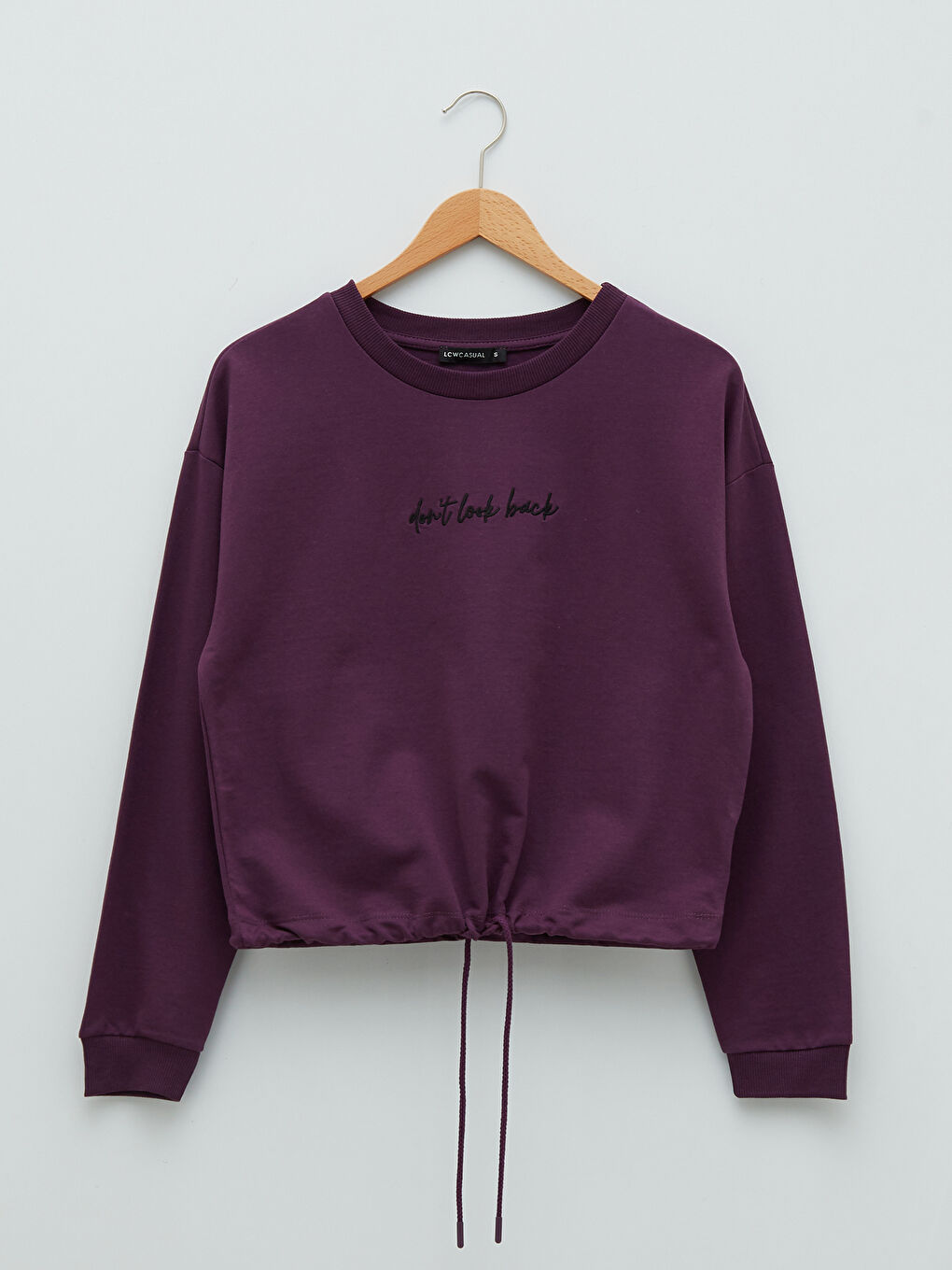 LCW Vision Koyu Mor Bisiklet Yaka Nakışlı Uzun Kollu Kadın Sweatshirt - 4