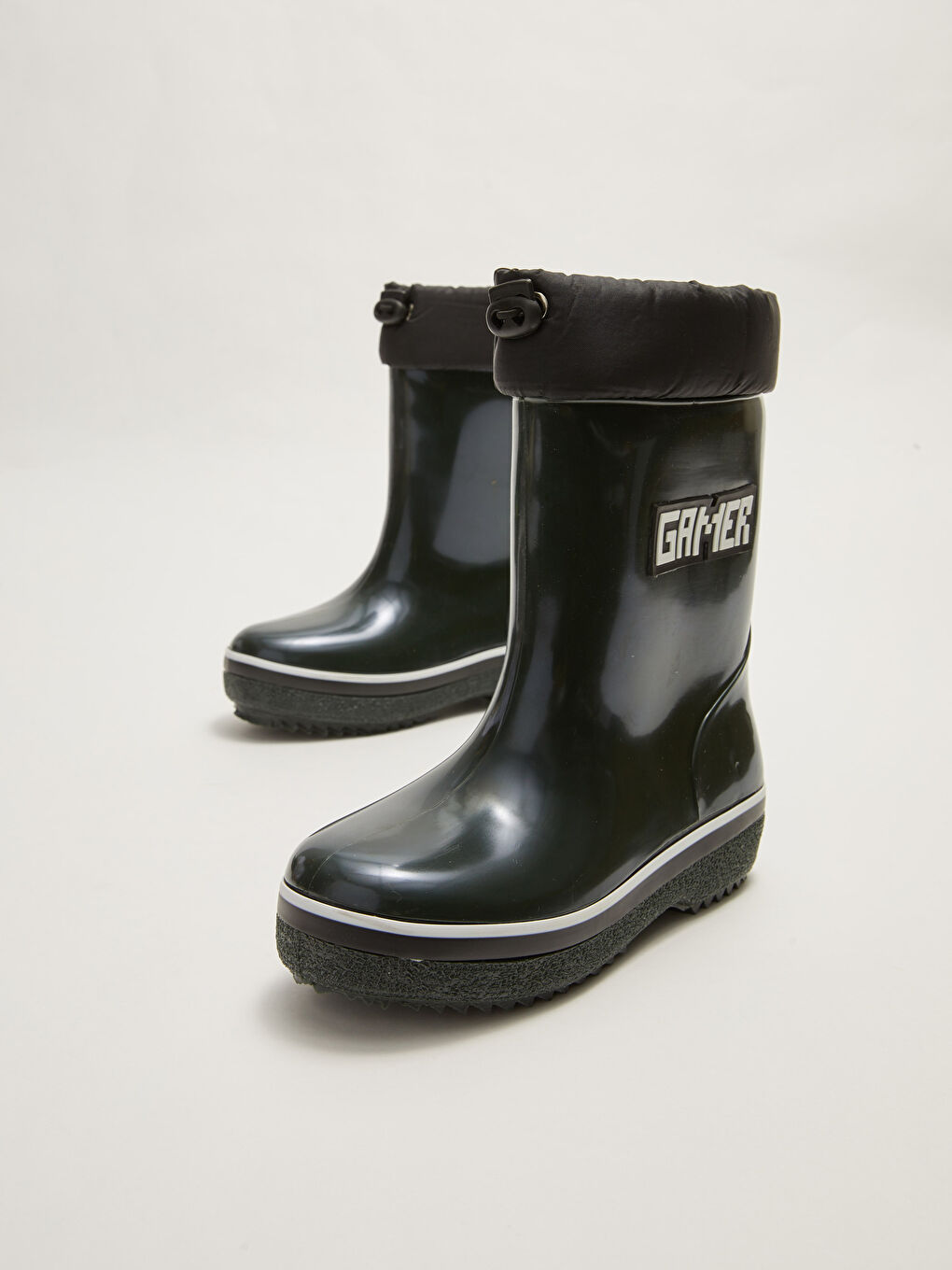 أحذية مطر الأولاد بأربطة مطبوعة مرنة-4