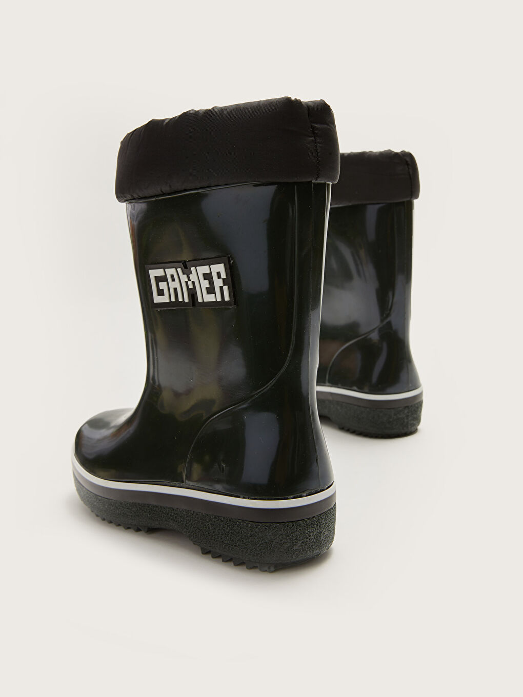 أحذية مطر الأولاد بأربطة مطبوعة مرنة-5