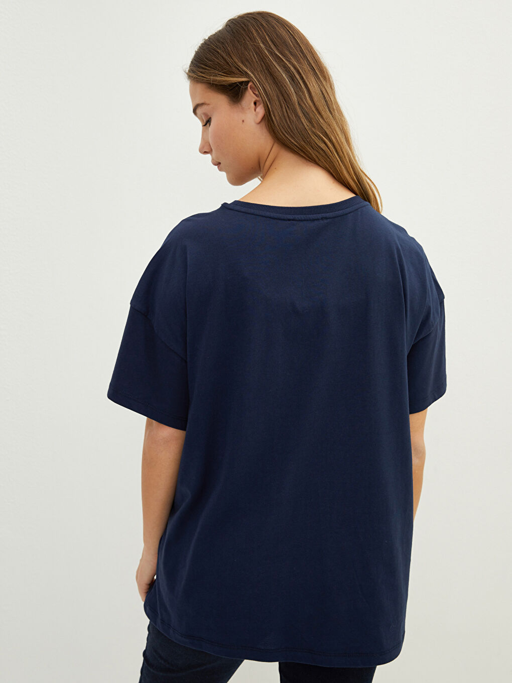 Large Size Crew Neck Letter Printed Short Sleeve Cotton Women's T-Shirt-7