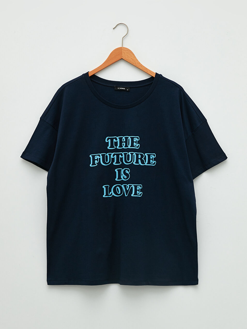 Large Size Crew Neck Letter Printed Short Sleeve Cotton Women's T-Shirt-9