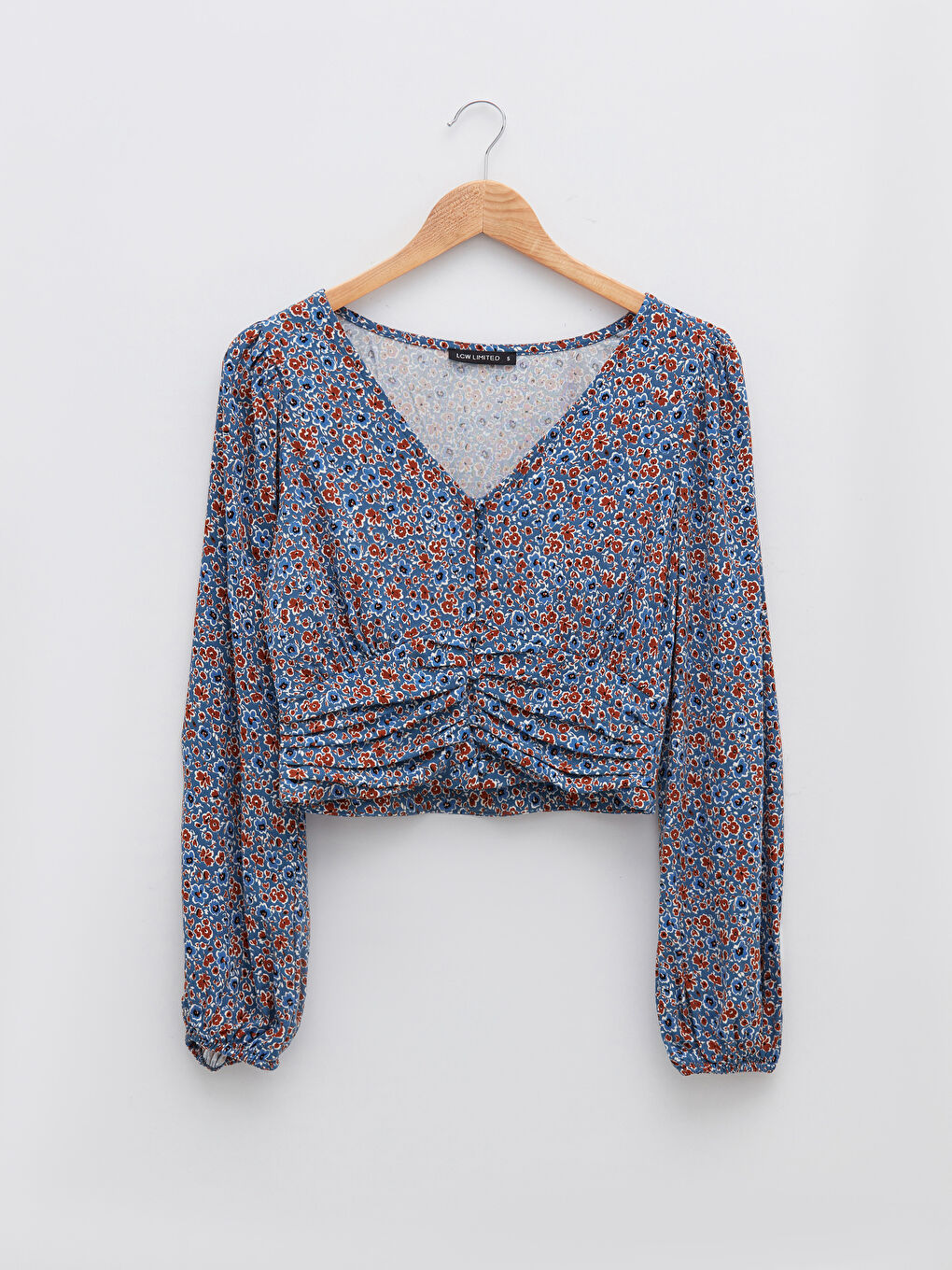 LCW Limited V-Neck Floral Long Sleeve Viscose Women's Blouse -W1JC76Z8-LQQ