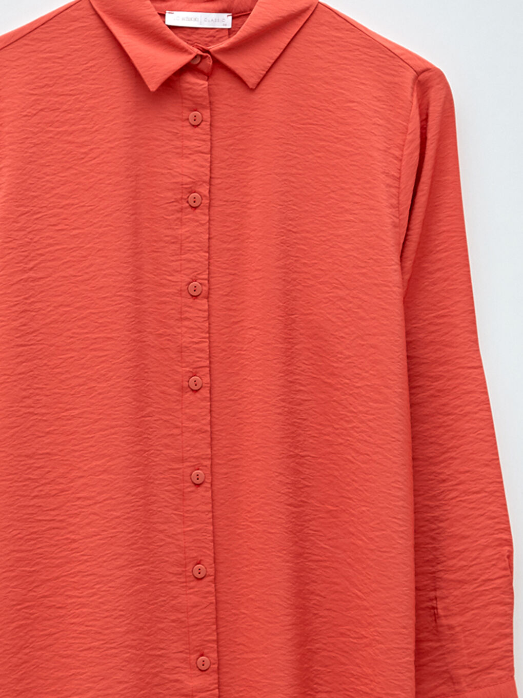 Kırmızı Düz Uzun Kollu Kadın Gömlek Tunik-7