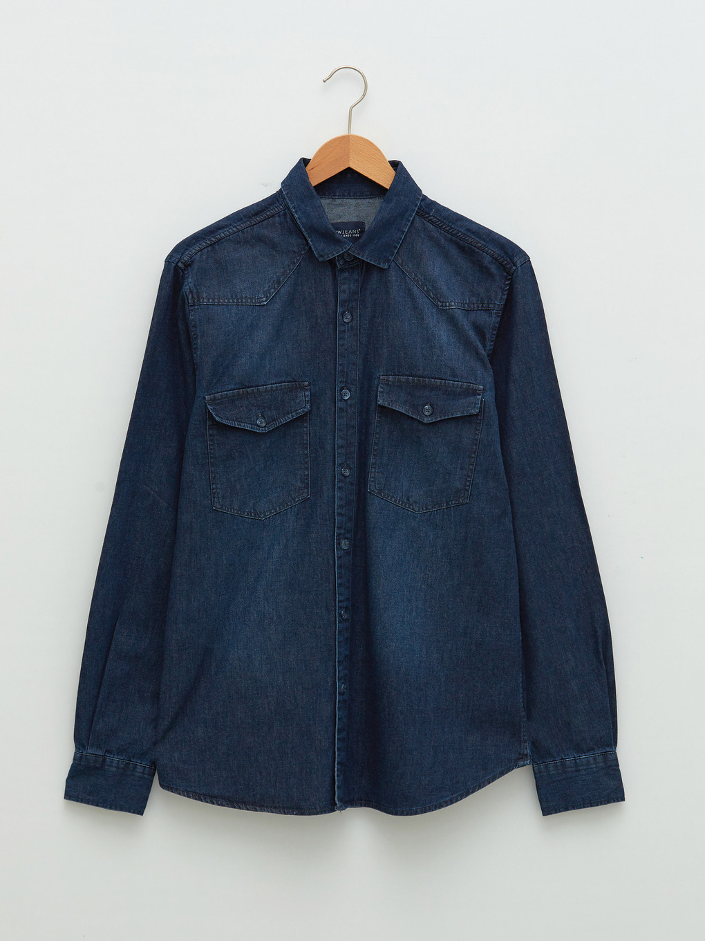 İndigo Slim Fit Uzun Kollu Erkek Jean Gömlek-5