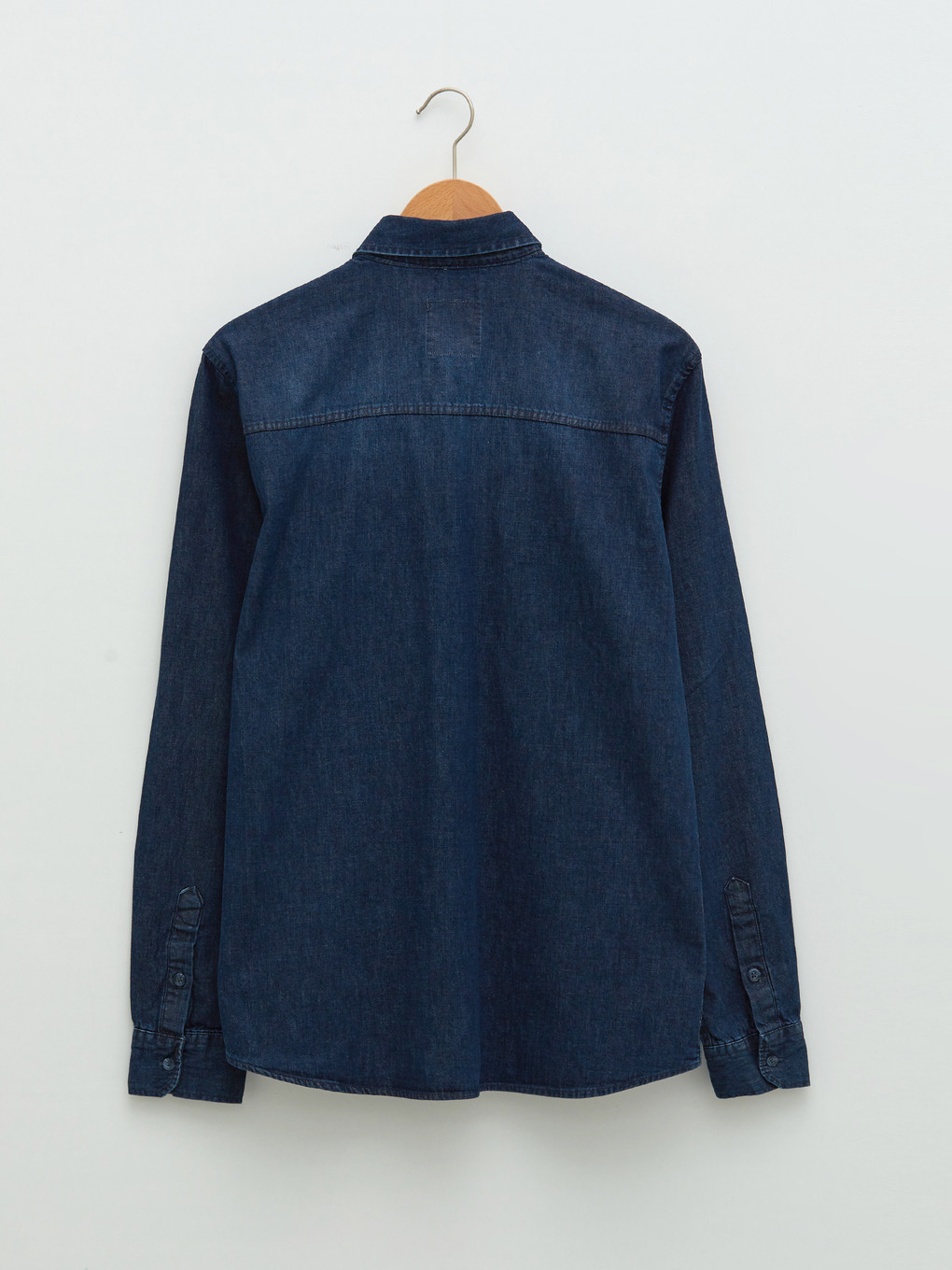 İndigo Slim Fit Uzun Kollu Erkek Jean Gömlek-6