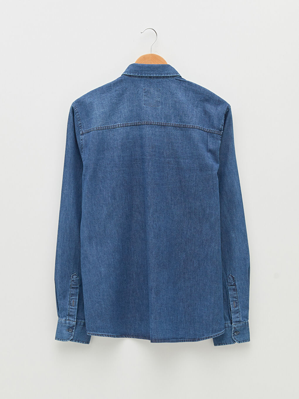 İndigo Slim Fit Uzun Kollu Erkek Jean Gömlek-6