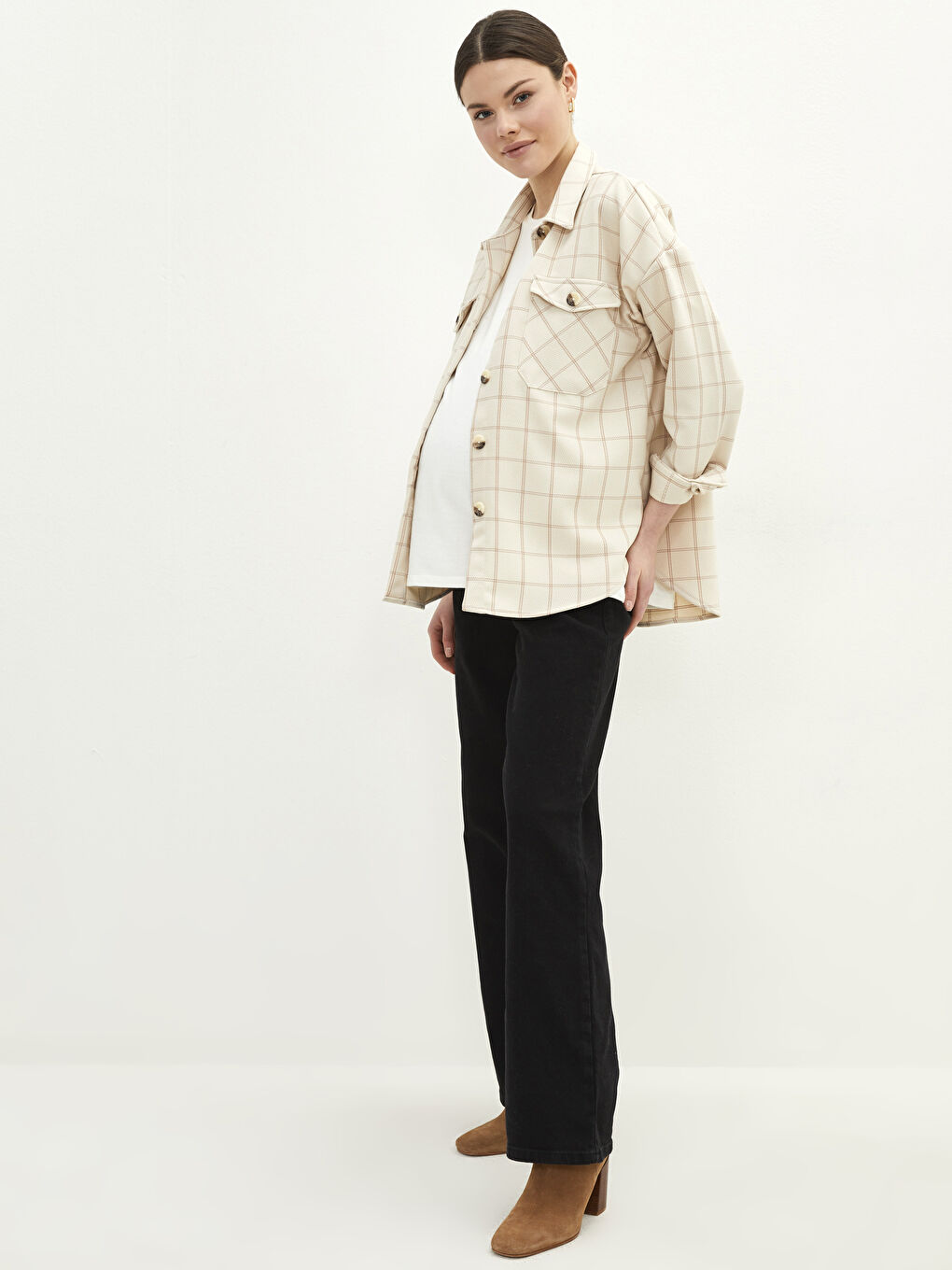 Siyah Yüksek Bel Wideleg Geniş Paça Cep Detaylı Kadın Jean Pantolon-1