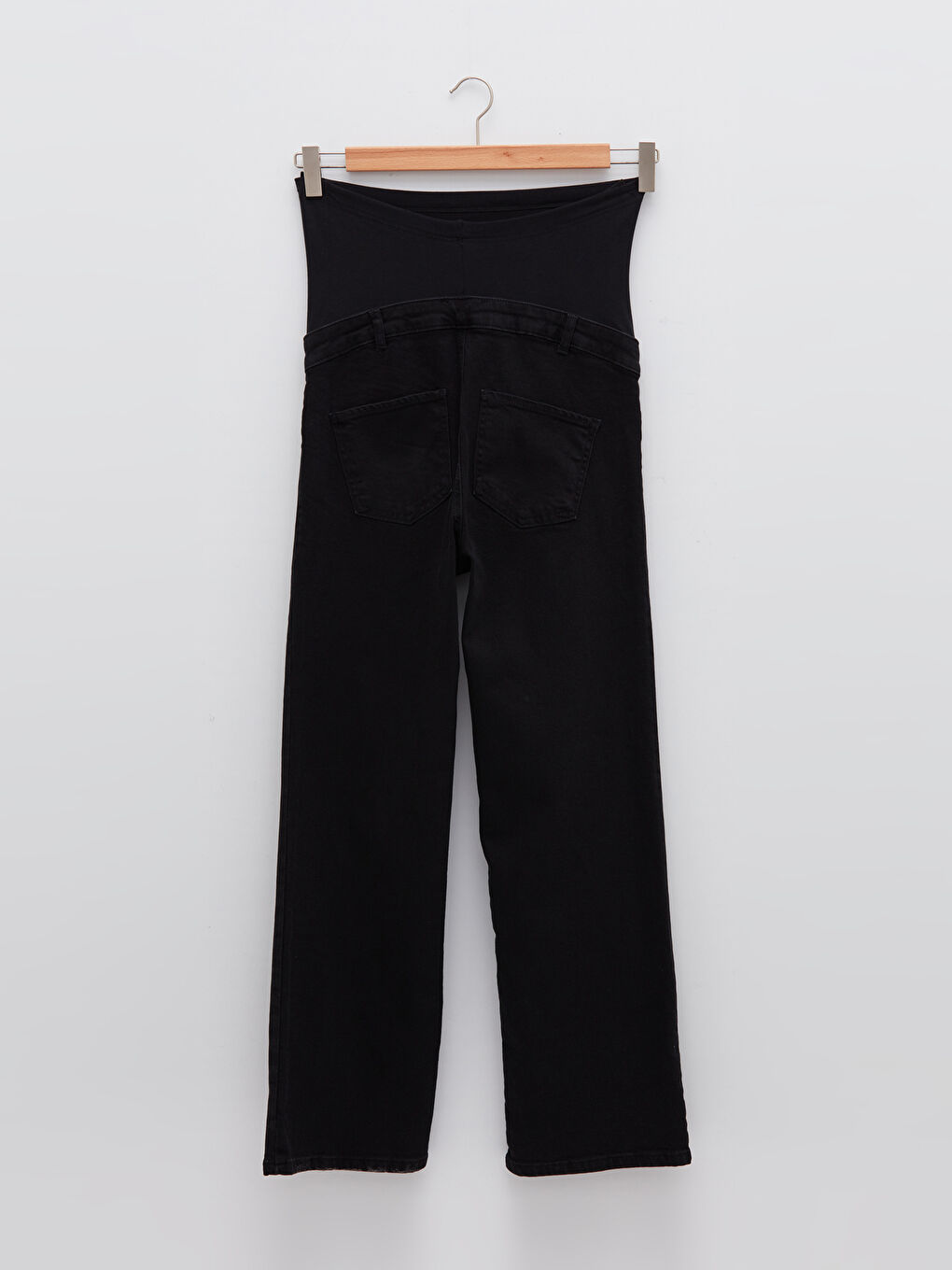 Siyah Yüksek Bel Wideleg Geniş Paça Cep Detaylı Kadın Jean Pantolon-5