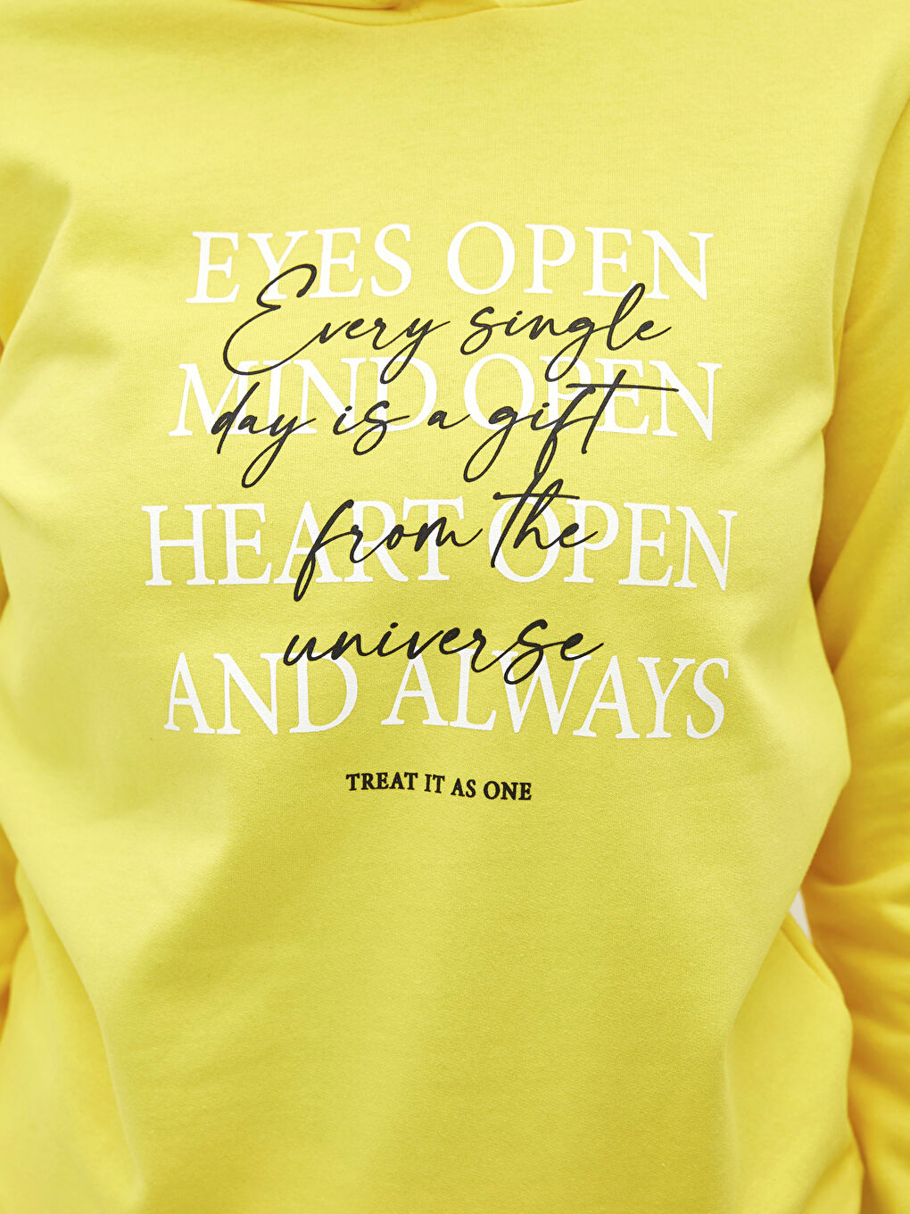 әйелдерге арналған капюшонды мәтін принтті ұзын жеңді свитшот-2