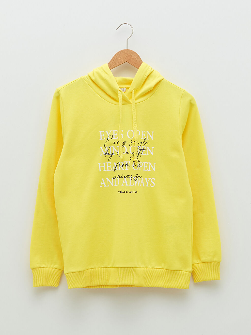 әйелдерге арналған капюшонды мәтін принтті ұзын жеңді свитшот-4