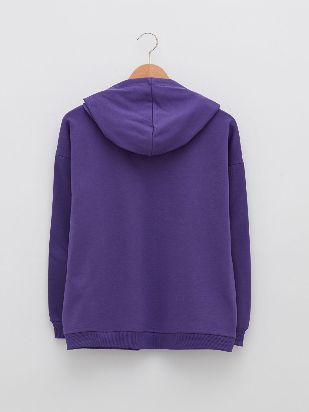 Mor Kapüşonlu Baskılı Uzun Kollu Kadın Sweatshirt-6