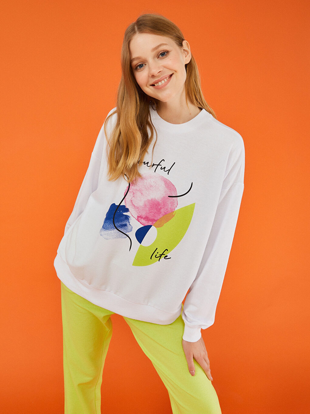 LCW Limited Crew Neck Printed Long Sleeve Women's Sweatshirt -W1JD83Z8-J5E