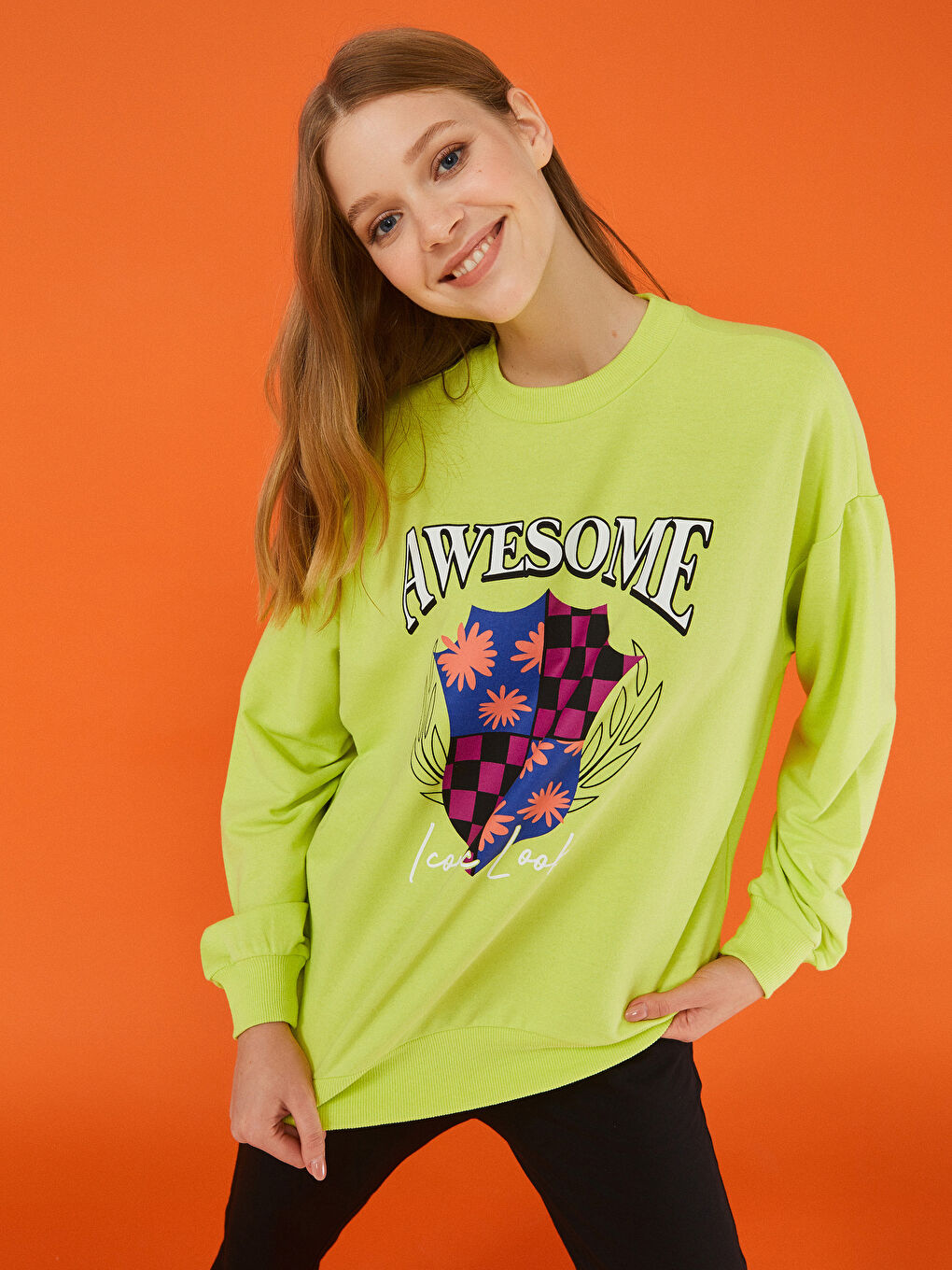 LCW Limited Rundhalsausschnitt Bedruckt Langarm Damen Sweatshirt -W1JD83Z8-QW7