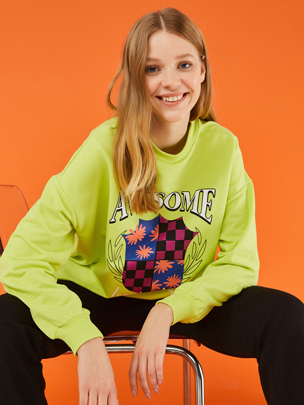 LCW Limited Rundhalsausschnitt Bedruckt Langarm Damen Sweatshirt -W1JD83Z8-QW7