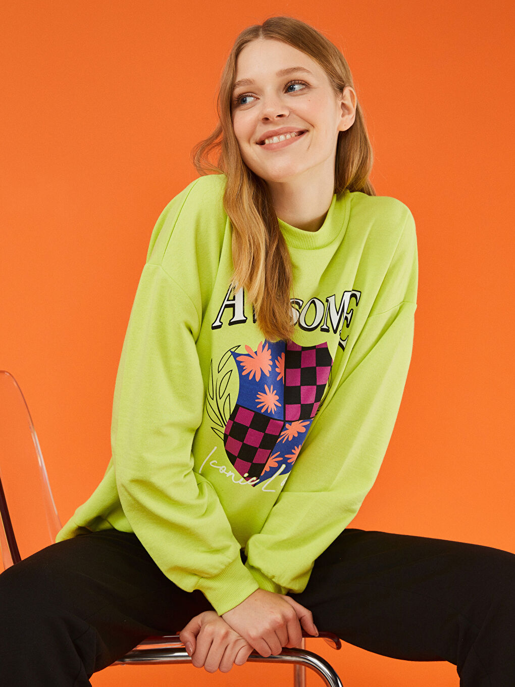LCW Limited Rundhalsausschnitt Bedruckt Langarm Damen Sweatshirt -W1JD83Z8-QW7