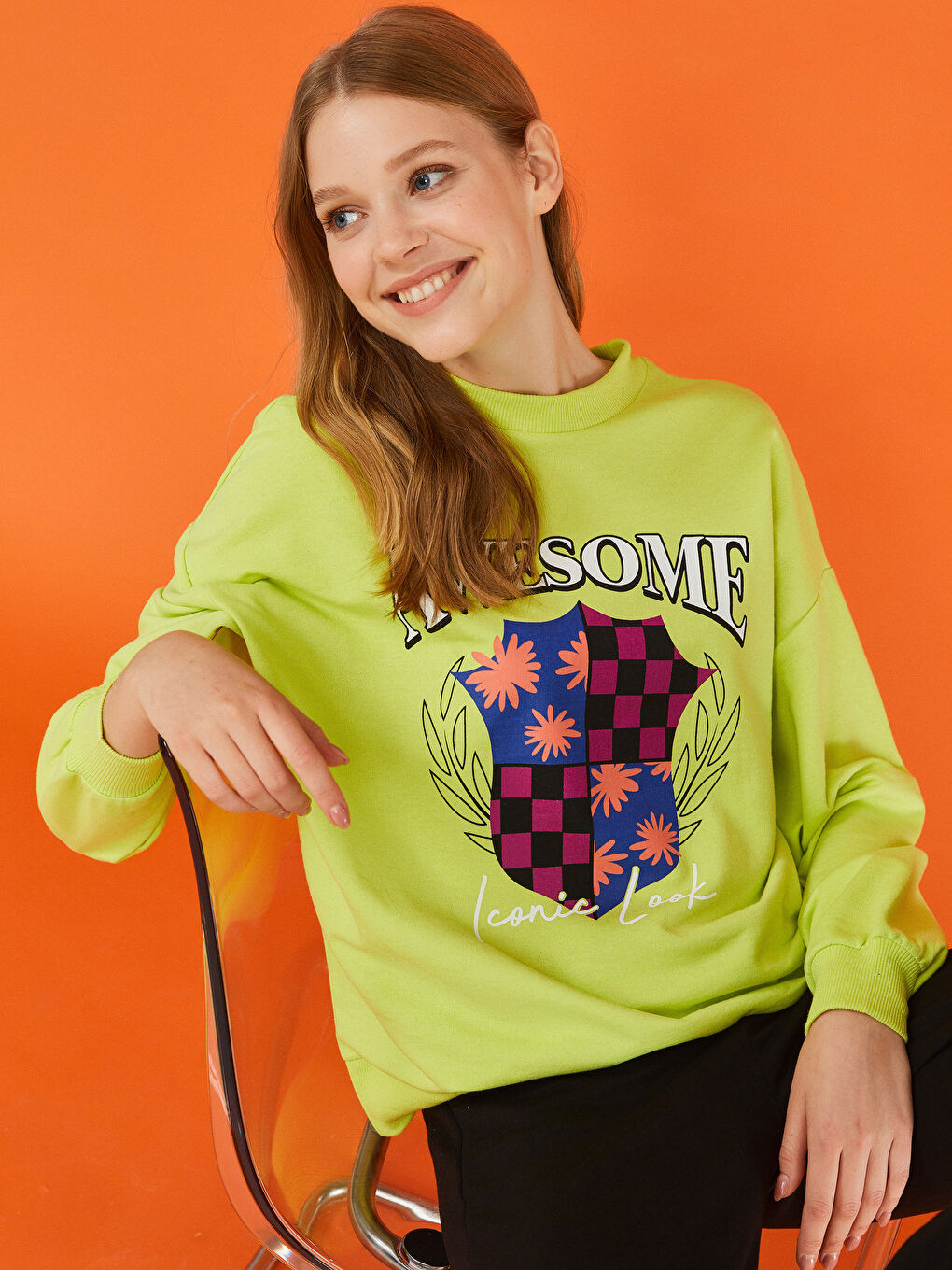 LCW Limited Rundhalsausschnitt Bedruckt Langarm Damen Sweatshirt -W1JD83Z8-QW7