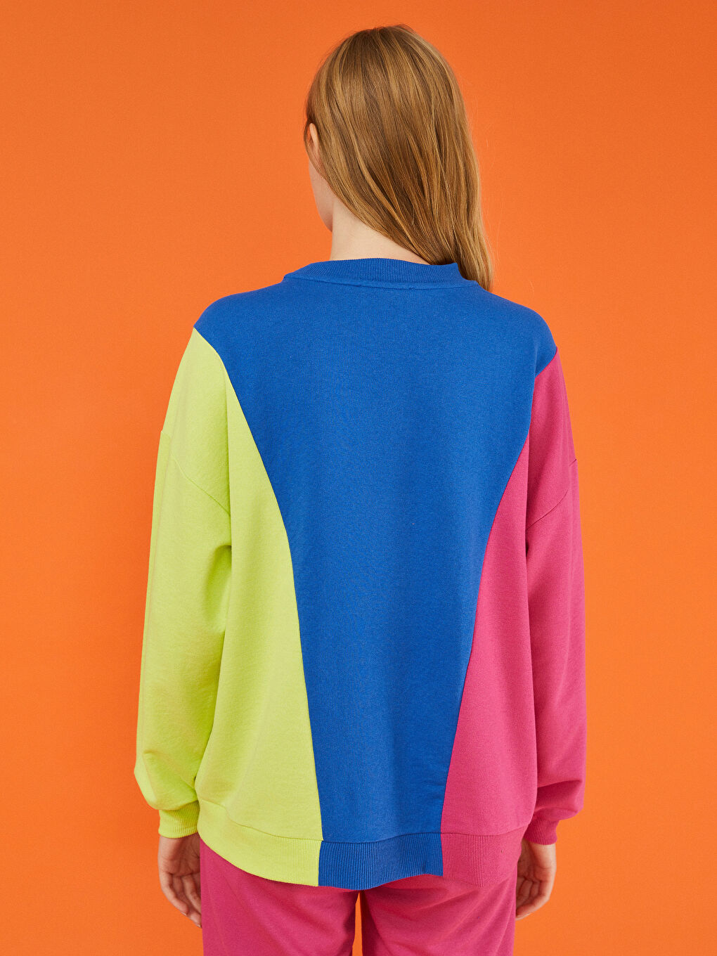 Sweat-Shirt Pour Femmes À Manches Longues Et Col Rond Avec Bloc De Couleurs-6