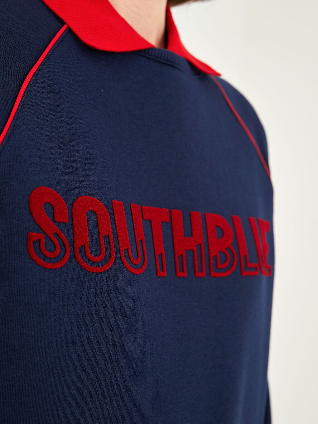 Lacivert Bisiklet Yaka Baskılı Uzun Kollu Kadın Sweatshirt-1