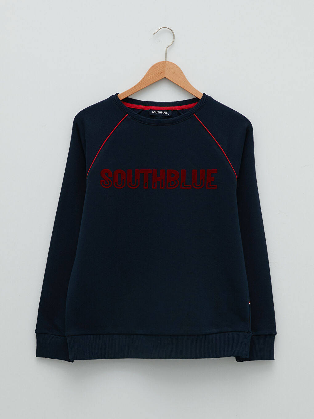 Lacivert Bisiklet Yaka Baskılı Uzun Kollu Kadın Sweatshirt-4