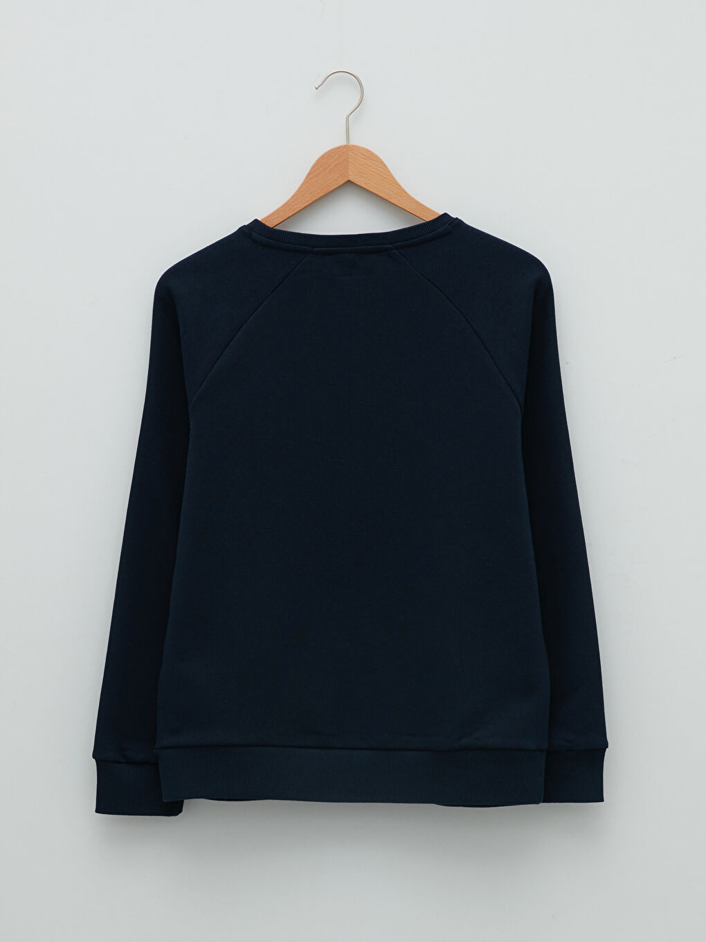 Lacivert Bisiklet Yaka Baskılı Uzun Kollu Kadın Sweatshirt-5