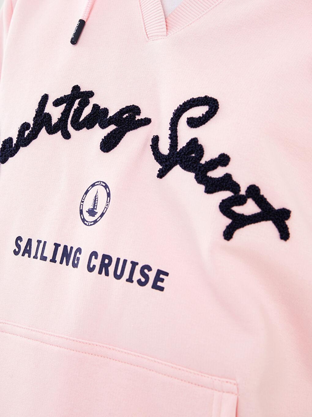 Pembe Baskılı Kadın Kalın Hoodie-4