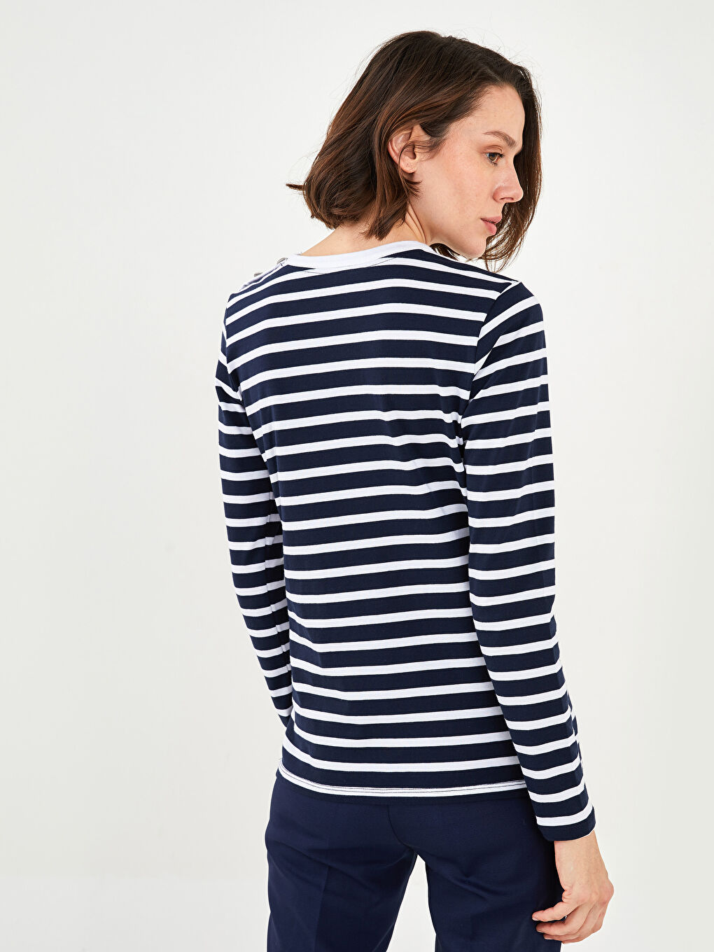 SOUTHBLUE Rundhalsausschnitt Gestreift Langarm T-Shirt für Damen -W1JE09Z8-LGS