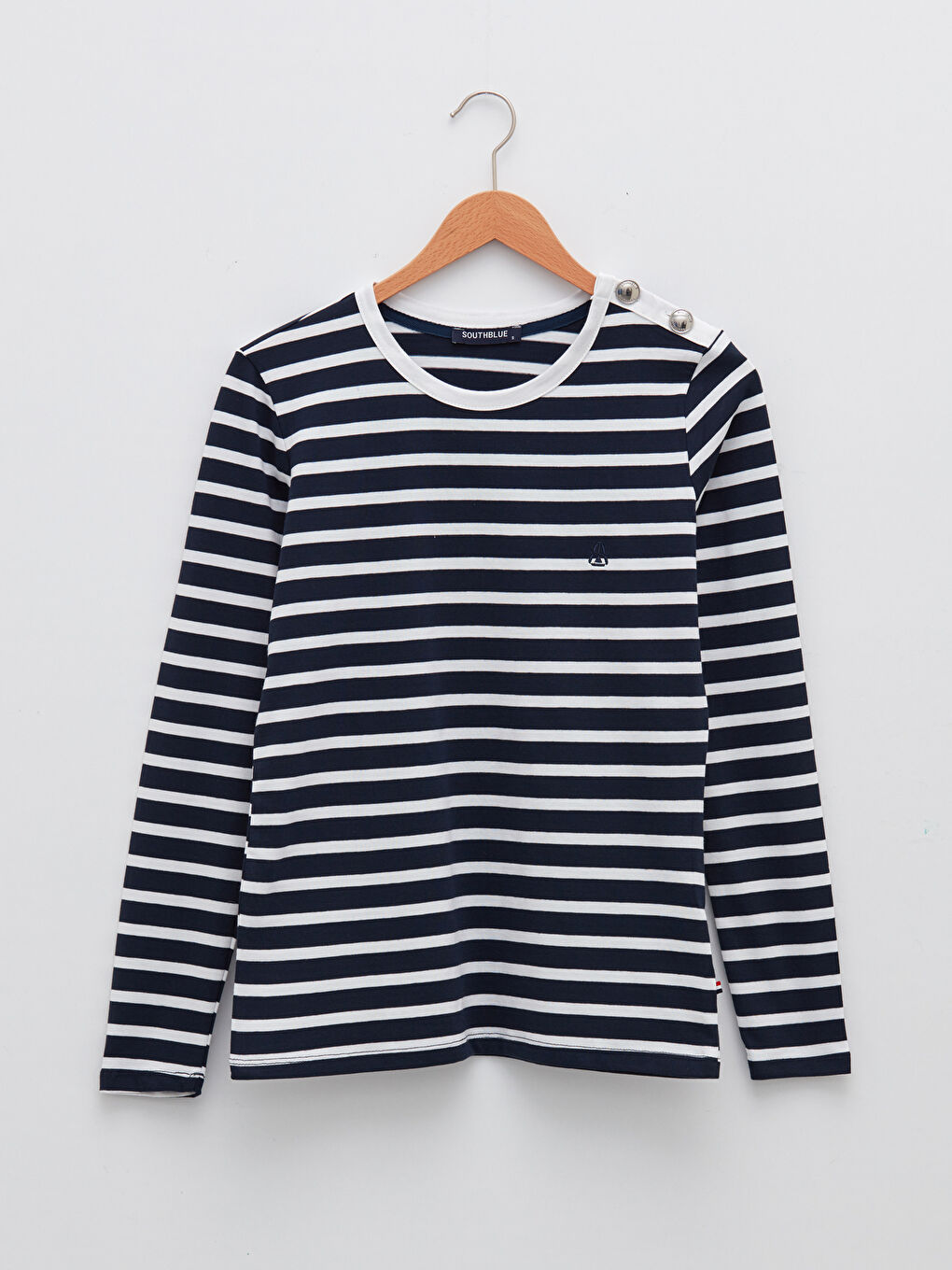 SOUTHBLUE Rundhalsausschnitt Gestreift Langarm T-Shirt für Damen -W1JE09Z8-LGS