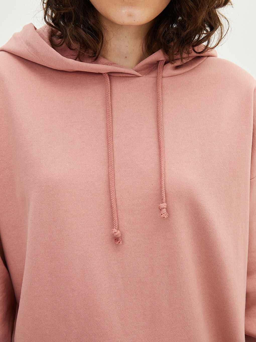 Pembe Kapüşonlu Baskılı Uzun Kollu Kadın Sweatshirt-4