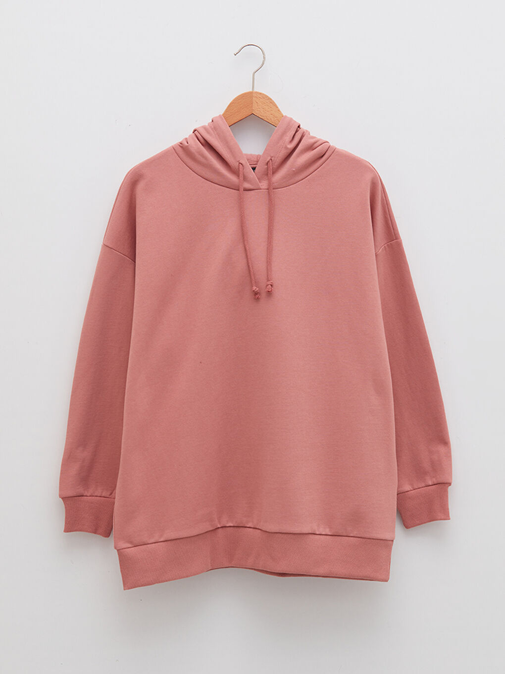 Pembe Kapüşonlu Baskılı Uzun Kollu Kadın Sweatshirt-6