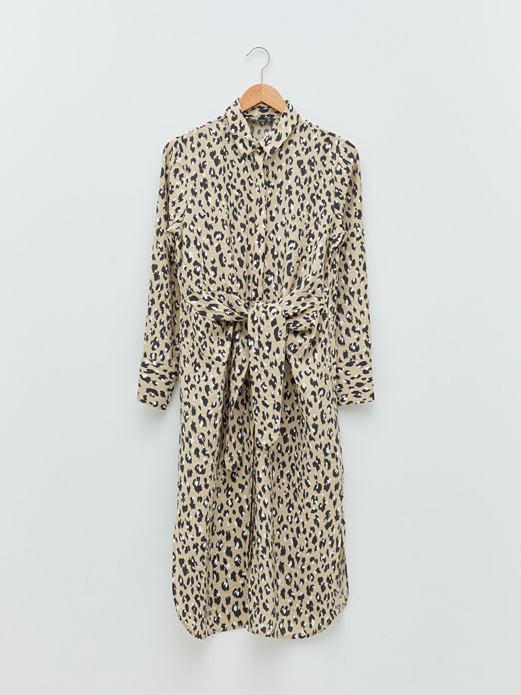 Tunique en chemise à manches longues à motif léopard pour Femmes-5