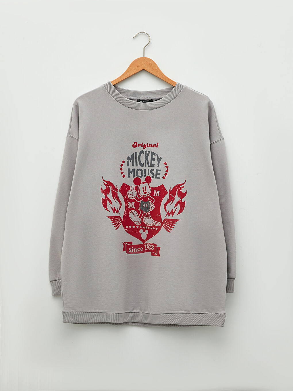 Plus Size Crew Neck Mickey Mouse Printed Long Sleeve Women's Sweatshirt-5