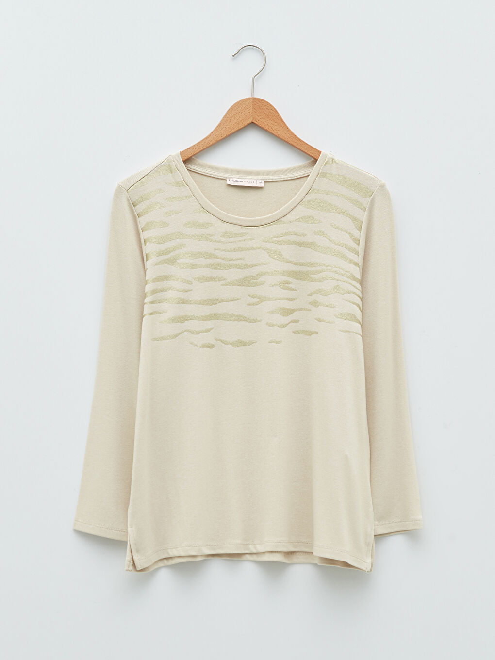 LCW Grace Crew Neck Patterned Long Sleeve Women's T-Shirt -W1JE92Z8-FX0