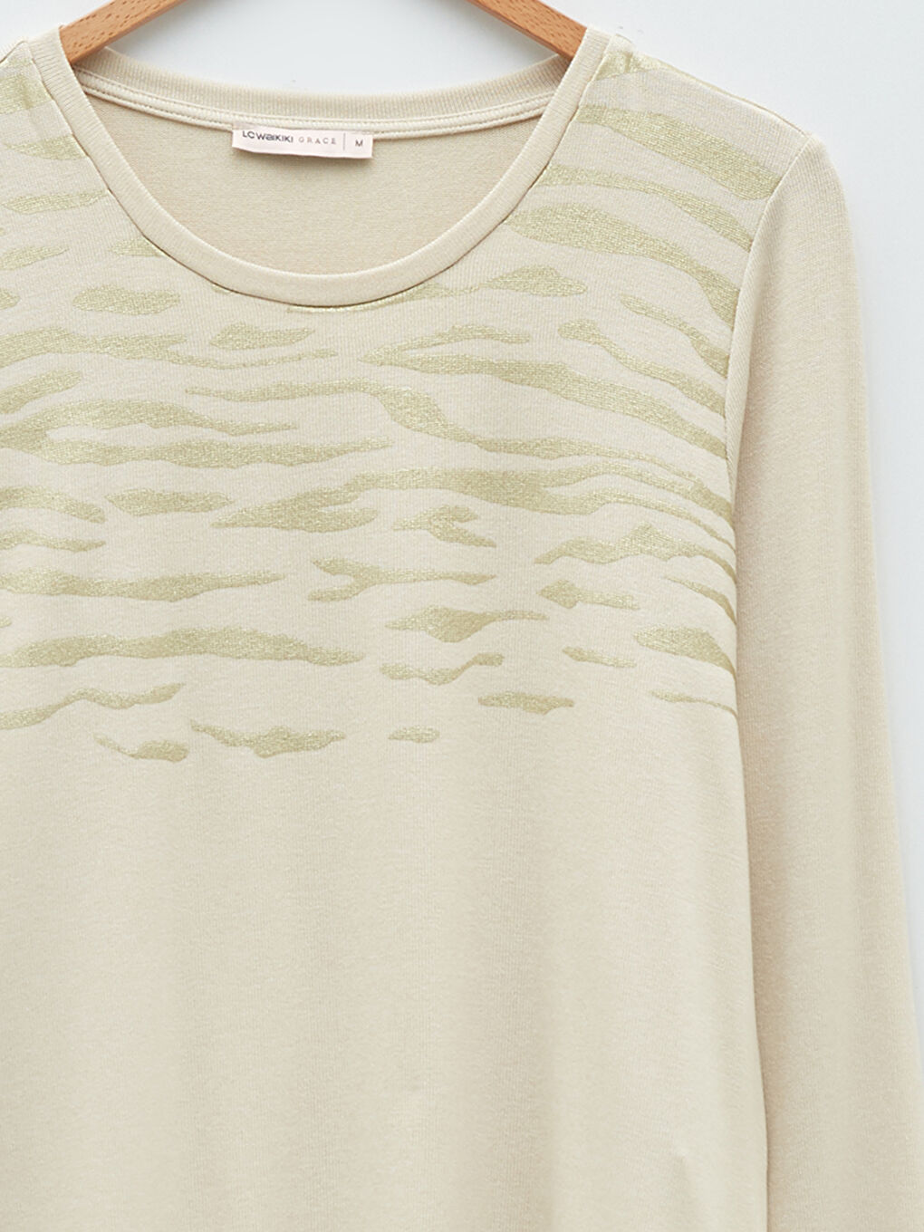 LCW Grace Crew Neck Patterned Long Sleeve Women's T-Shirt -W1JE92Z8-FX0