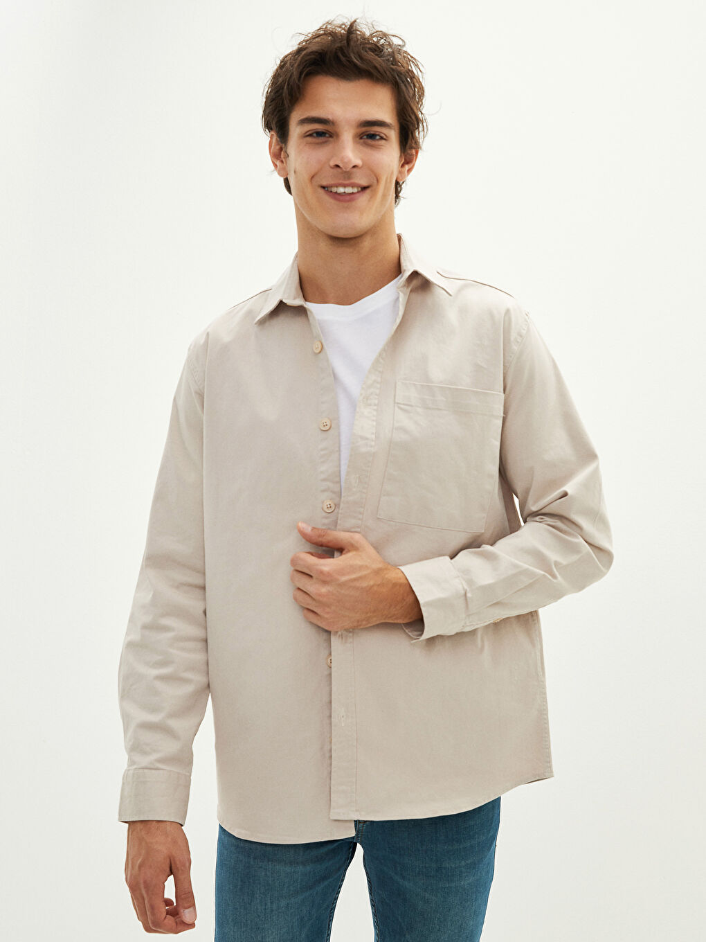 XSIDE Regular Fit Long Sleeve Gabardine Men's Shirt -W1JE98Z8-MB0