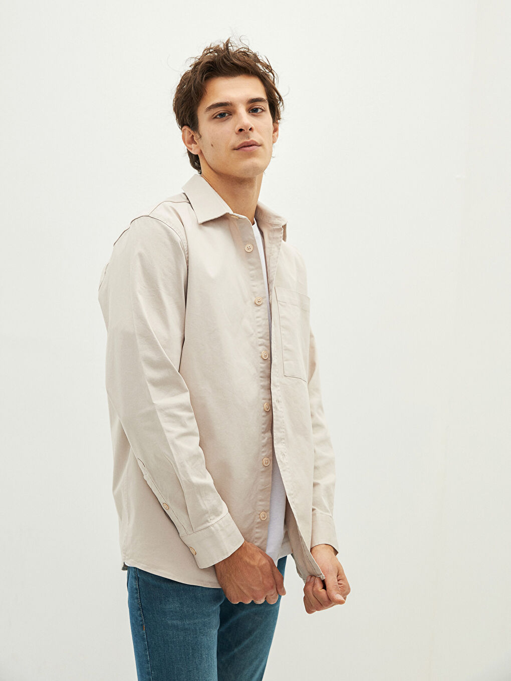 XSIDE Regular Fit Long Sleeve Gabardine Men's Shirt -W1JE98Z8-MB0