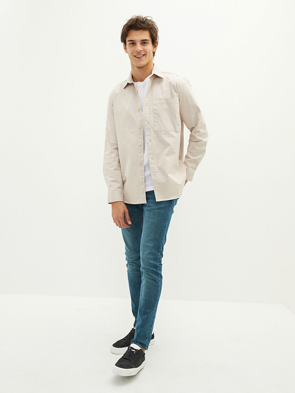 XSIDE Regular Fit Long Sleeve Gabardine Men's Shirt -W1JE98Z8-MB0